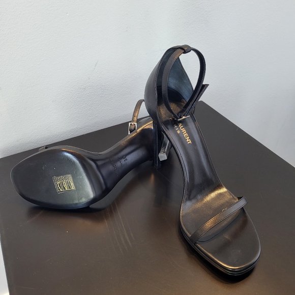 Yves Saint Laurent "Jane 105" black leather sandals - Picture 7 of 8